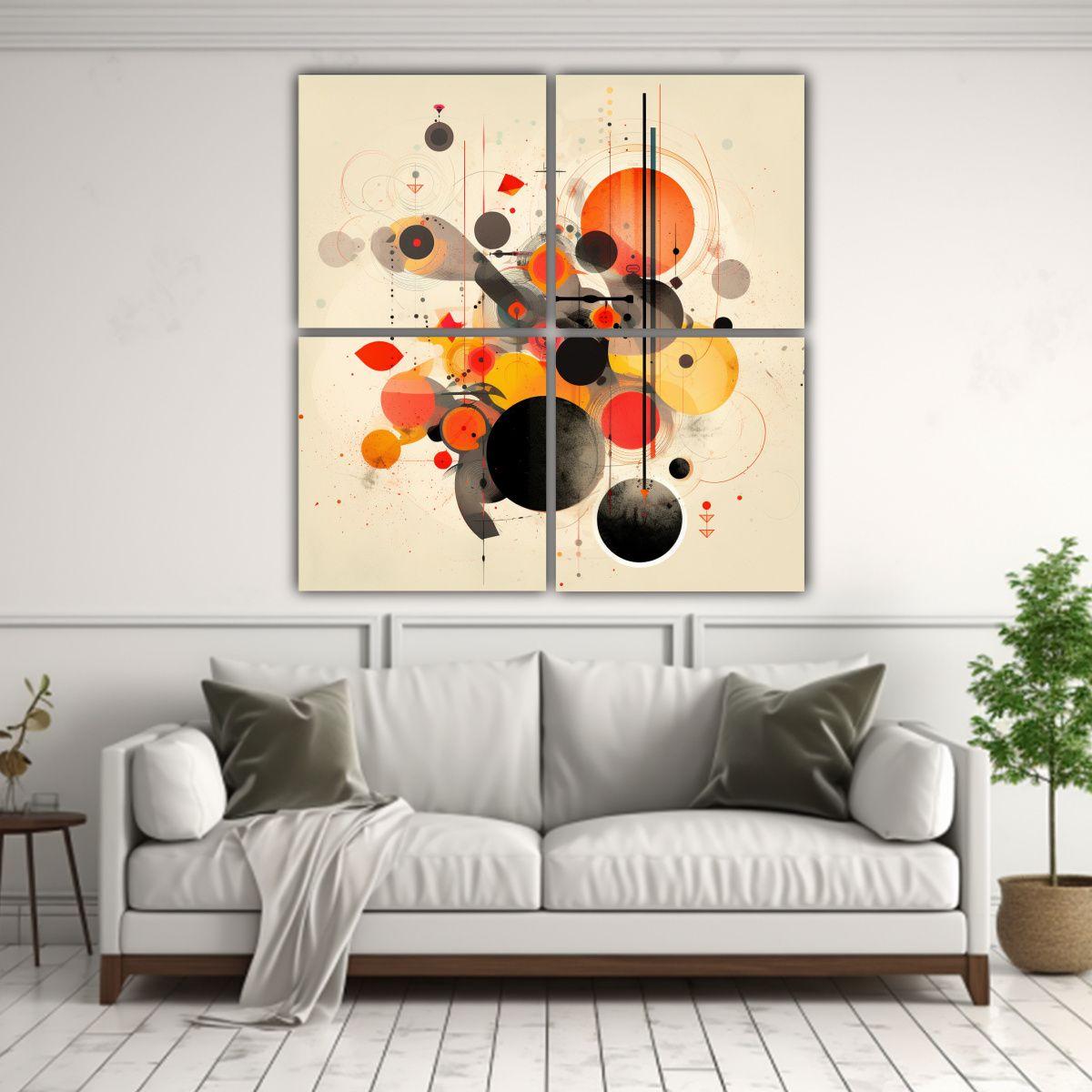 Cuatro Telas En Bastidor Temática Ciencia 60x60 Cm-2