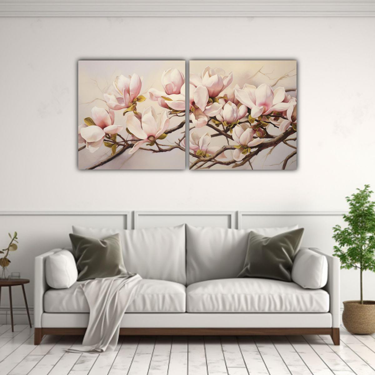 Cuadros Hermoso Para Cocina Magnolias Flores 60x30 Cm-2
