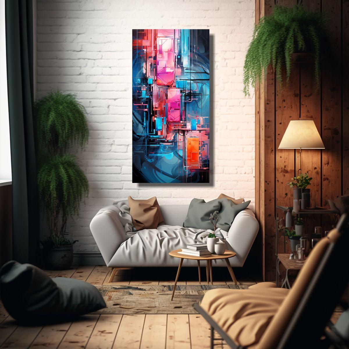 Cuadro Decorativo Rectangular De Colores En Canva 60x120cm-2