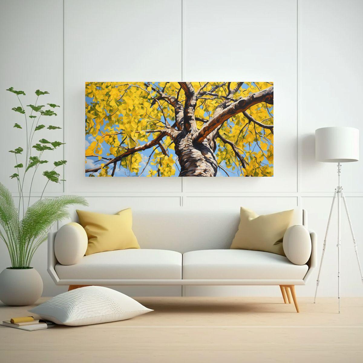 Cuadro Abstracto De Un árbol De Algodoncillo Con 140x70 Cm-2