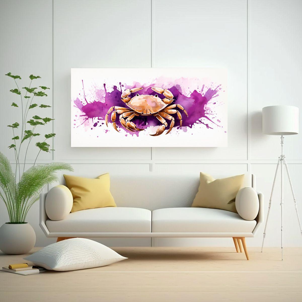 Lienzo Tela Tema Cuarto Cangrejo En Colores 160x80cm-2