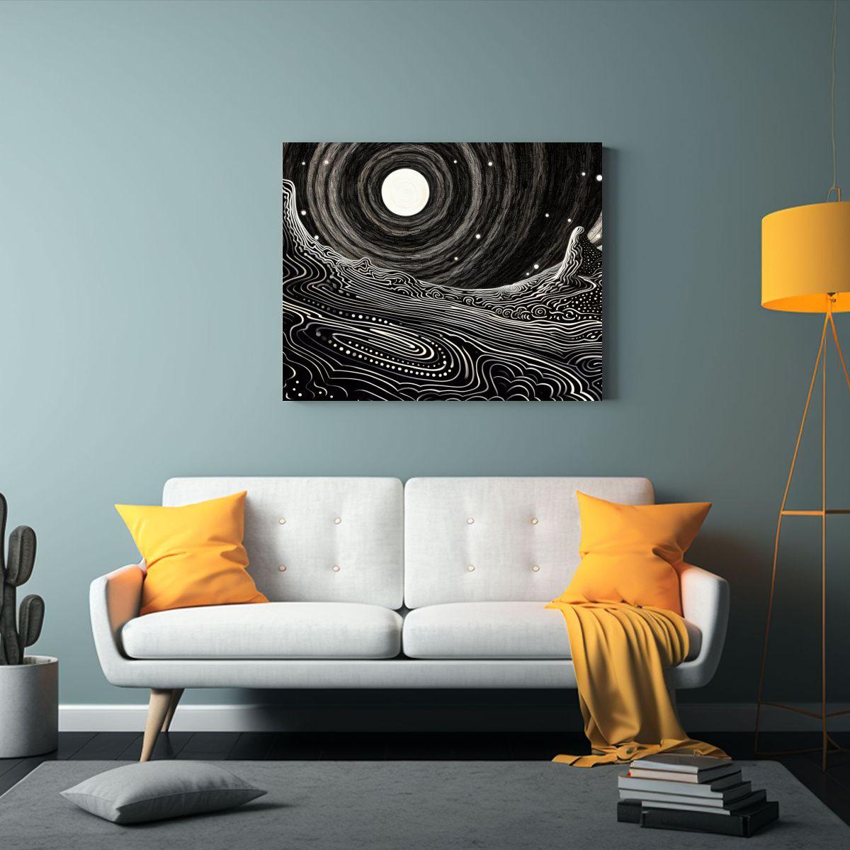 Cuadro Abstracto Urbano En Blanco Y Negro Arte Decorativo As 65x50cm-2