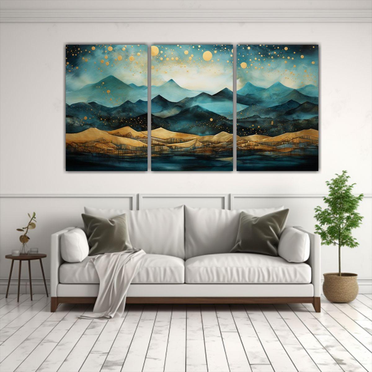 Cuadro Vanguardia Original Paisaje Montañoso Con 60x30 Cm-2