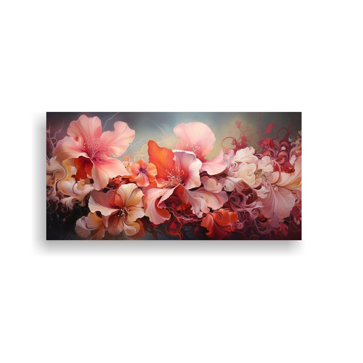 Cuadro Tela Estilo Galería: Flores Abstractas 60x30cm-0