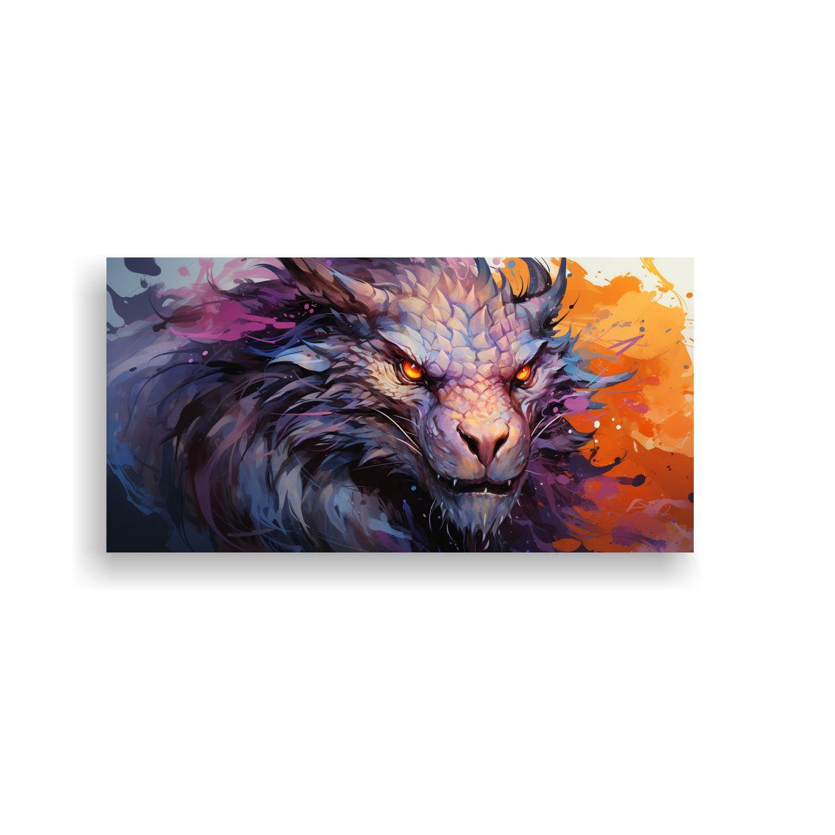 Cuadro Abstracto: Dragón En Tonos Púrpura Y Nara 160x80cm-0