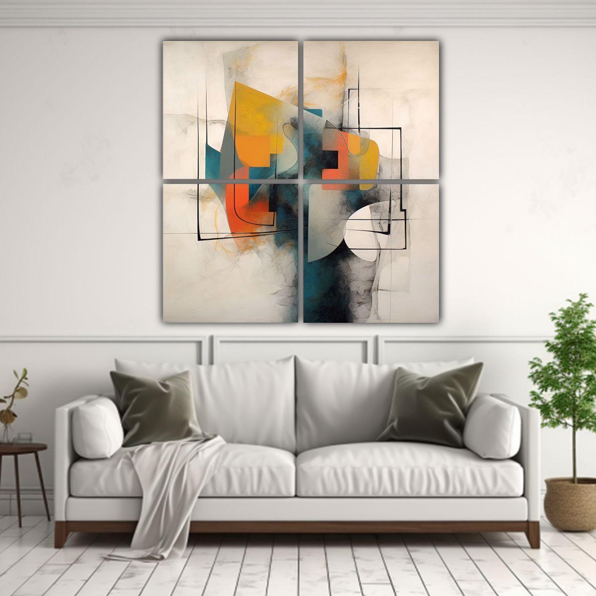 Pinturas Abstractas Modernas Minimalistas Cuatro 80x80 Cm-2