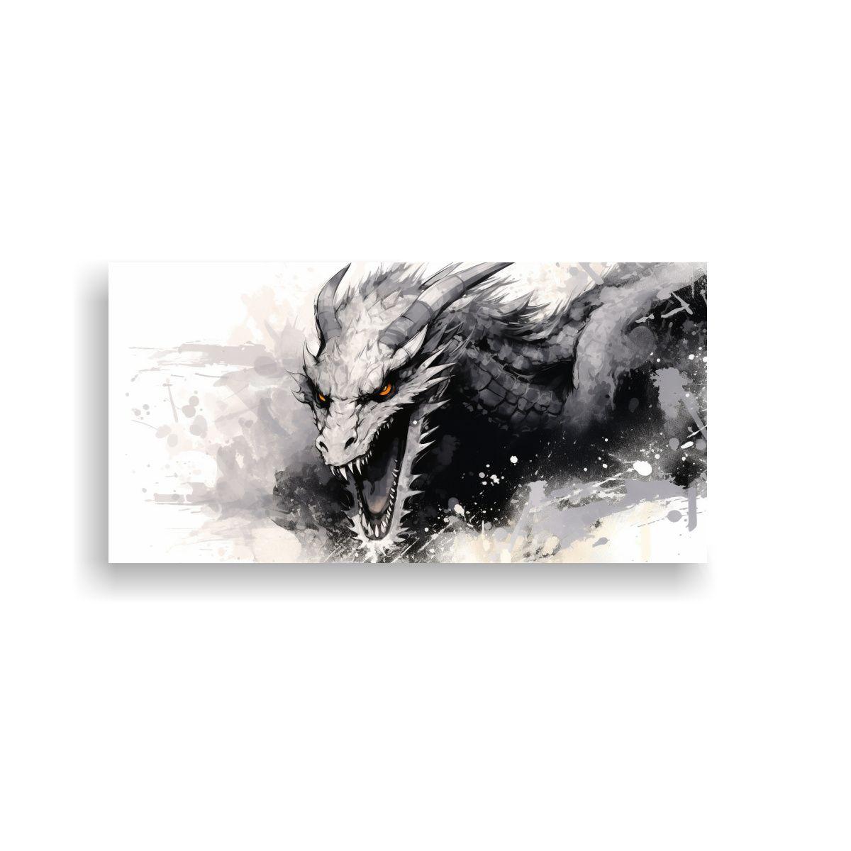 Pinturas Decorativas De Dragón En Blanco Y Negro 80x40cm-0