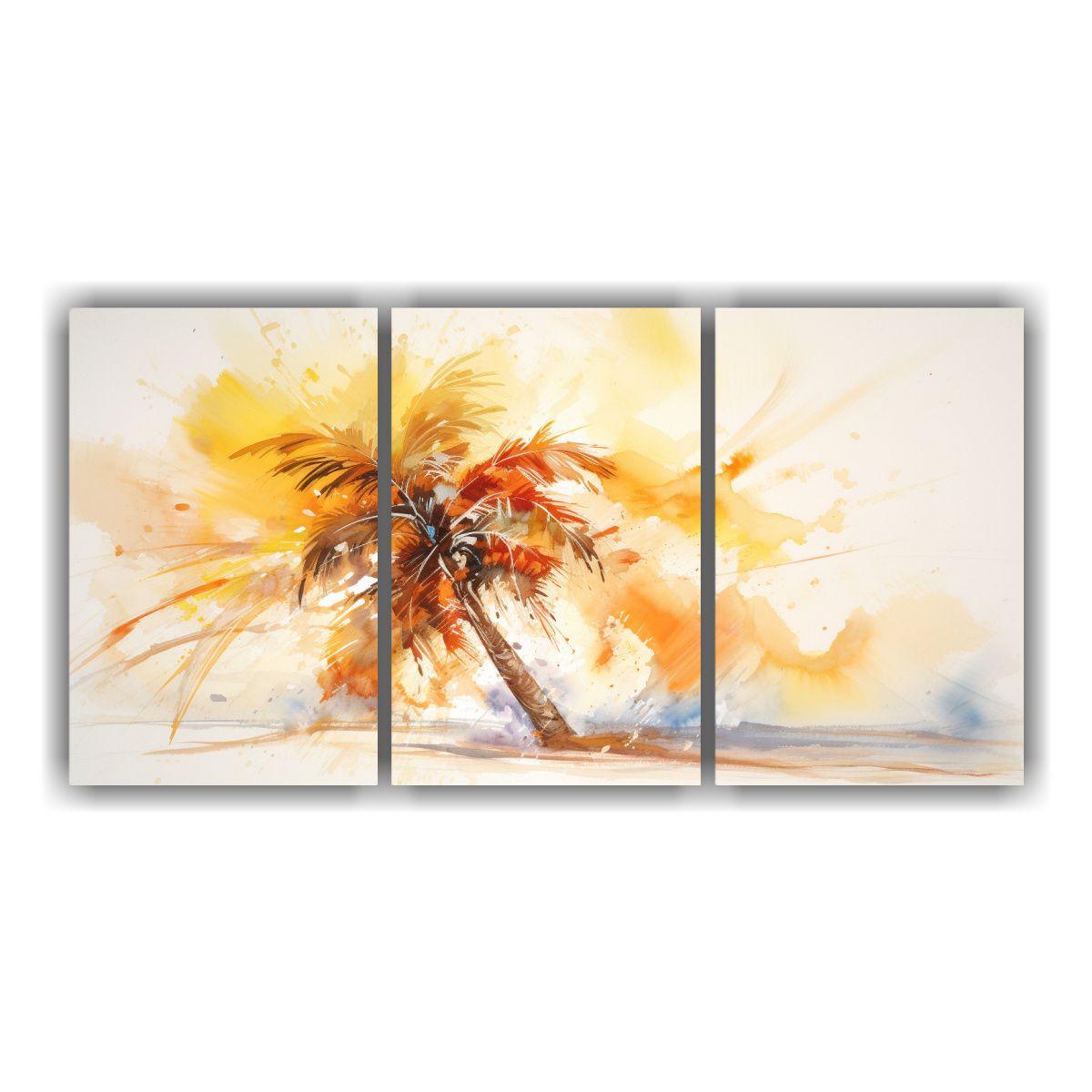Tríptico Abstracto Palma De Árbol Colores 240x120 Cm-0