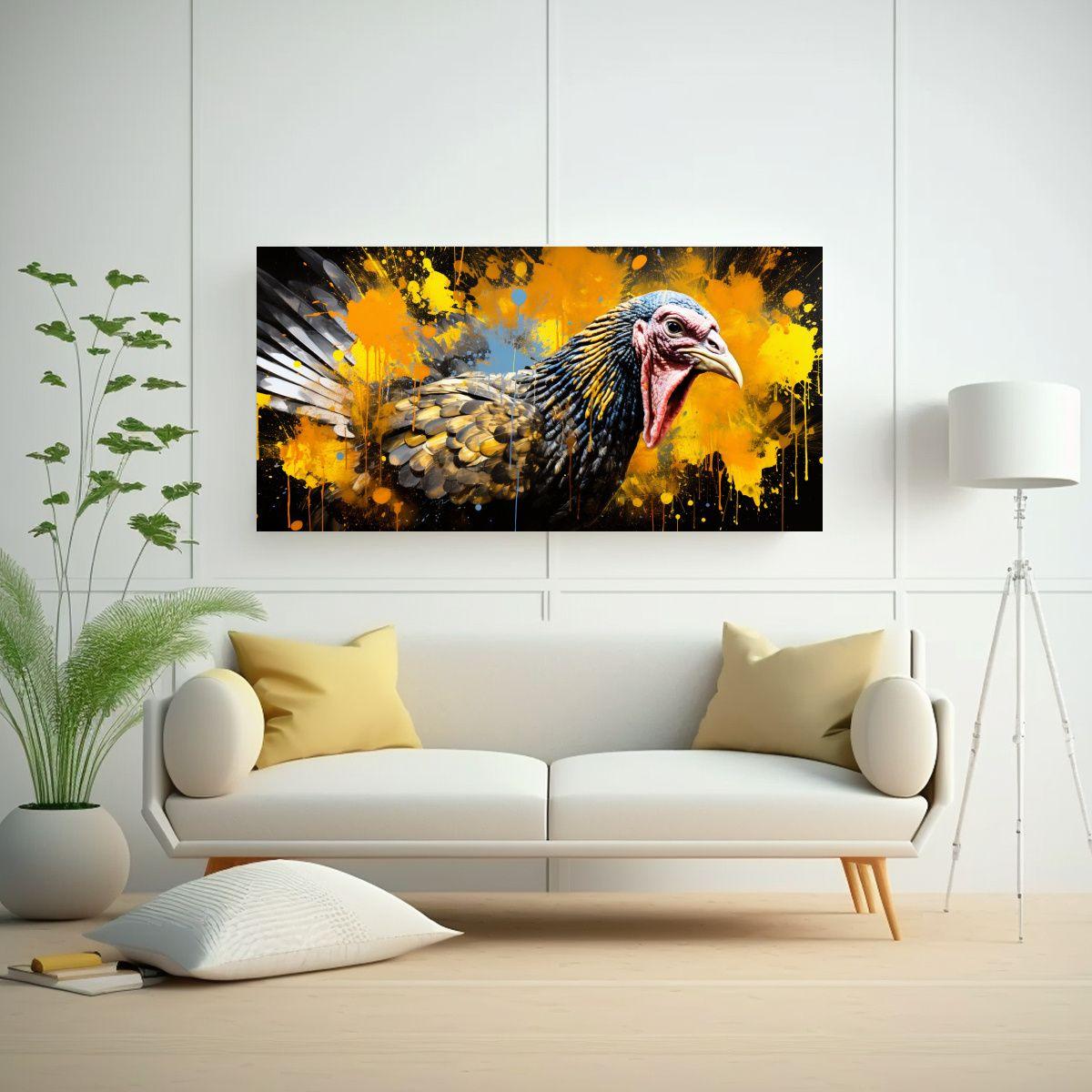 Cuadro Tema Turquías En Colores Oro Y Negro Estil 120x60cm-2