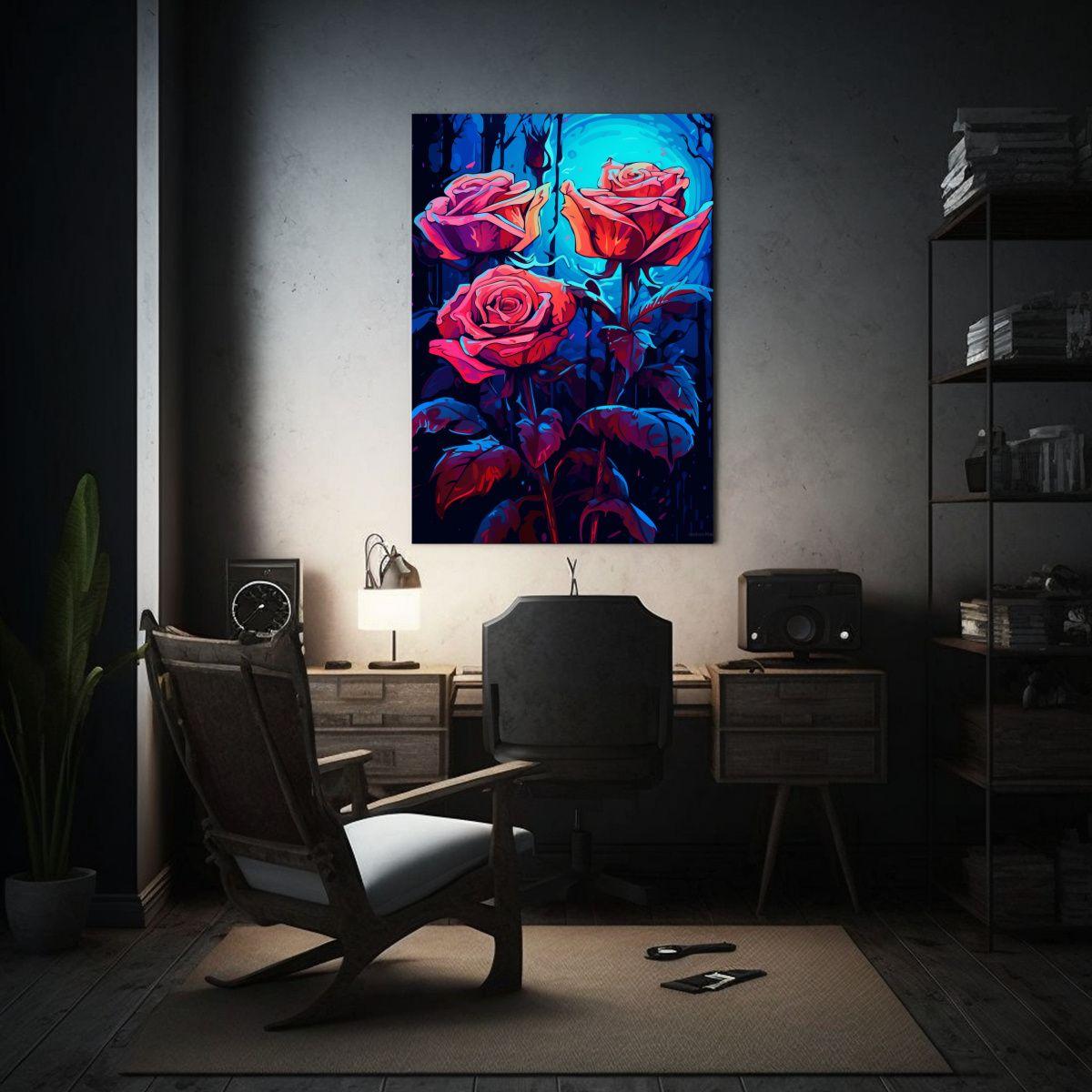 Cuadro Artesanal Con Rosas Rojas En Estilo Vintage 30x45cm-2