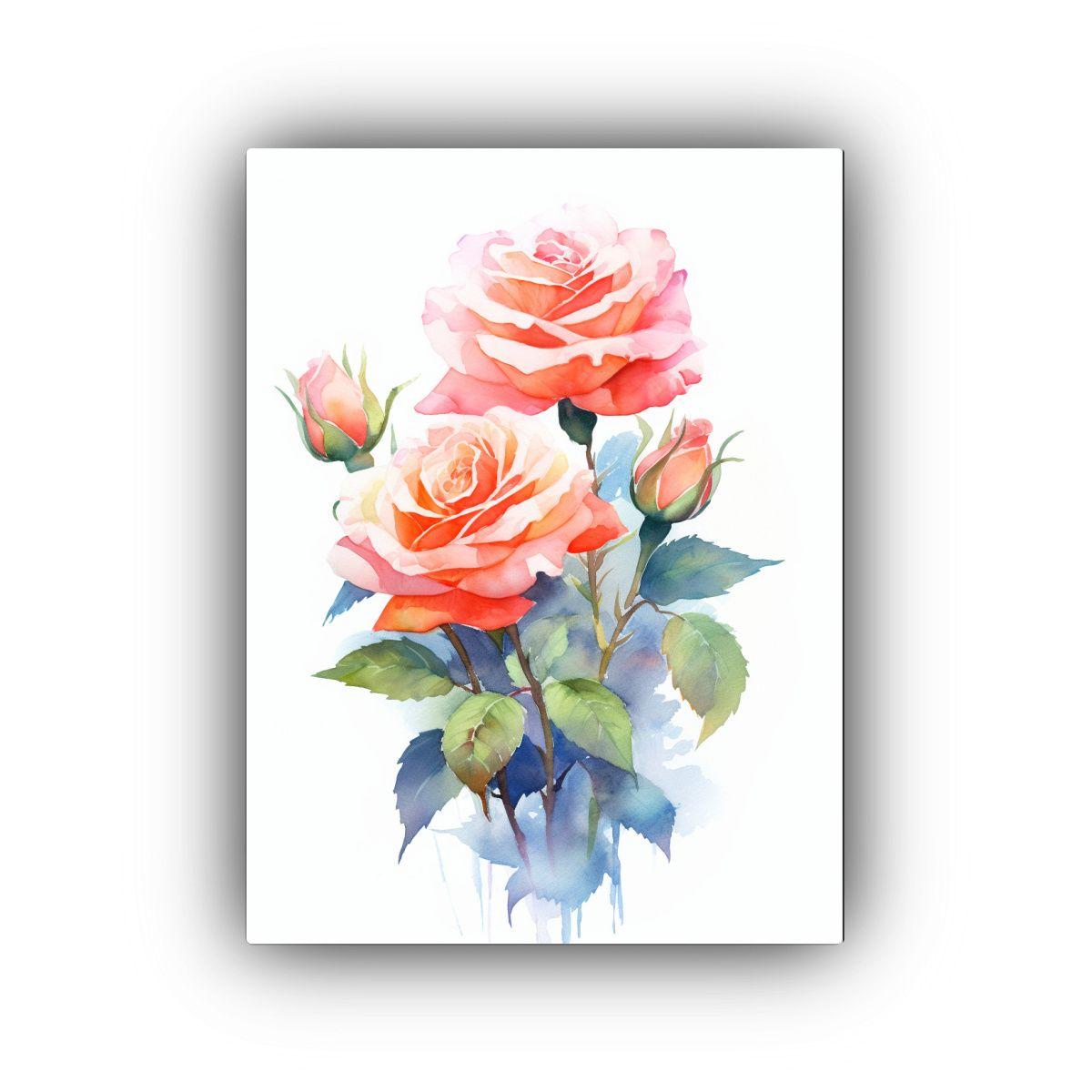 Pintura Decorativa De Rosas En Acuarela De Alta 30x45cm-0