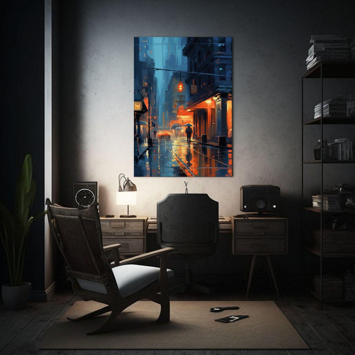 Pintura Decorativa Estilo Martí, Noche Lluviosa 20x30cm-2