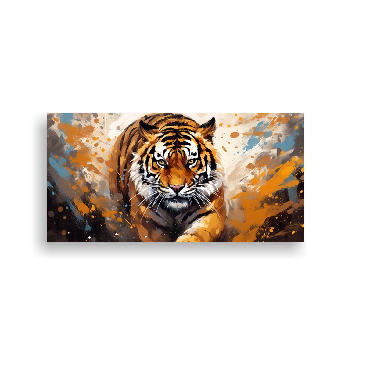 Cuadro Calidos Clasico: Tigre En Tonos Marrón Y D 140x70cm-0