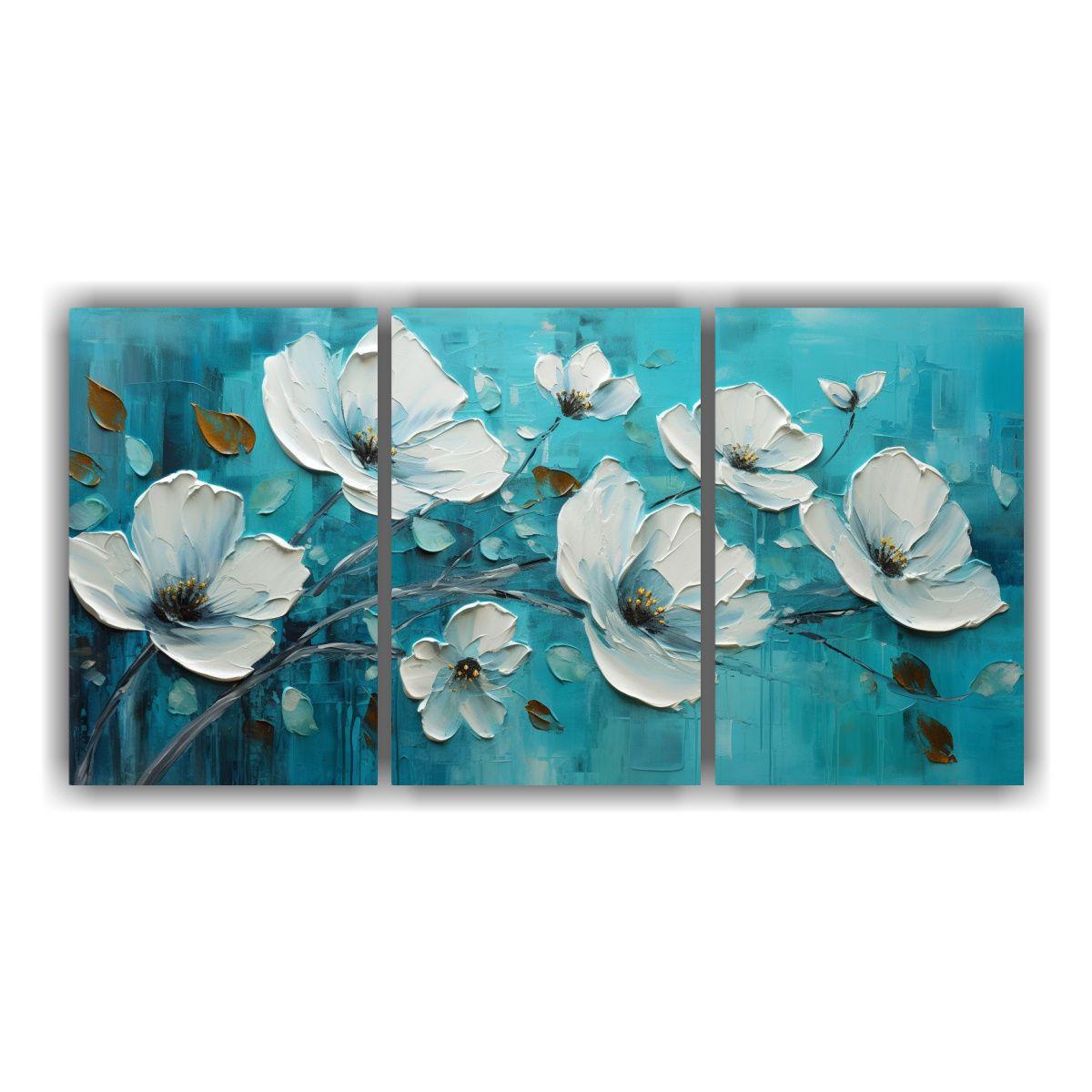 Pintura De Flores En Lienzo En El Estilo De Tema 150x75 Cm-0