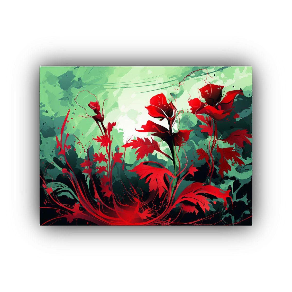 Cuadros Decorativos De Hierbas En Verde Y Rojo: Inspiración 90x60cm-0