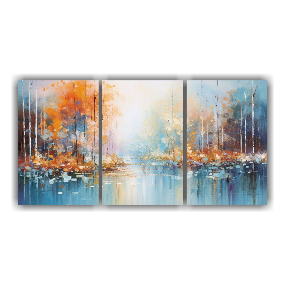 Paisaje Sereno Del Bosque En Lienzo Acuarela Arte 180x90 Cm-0