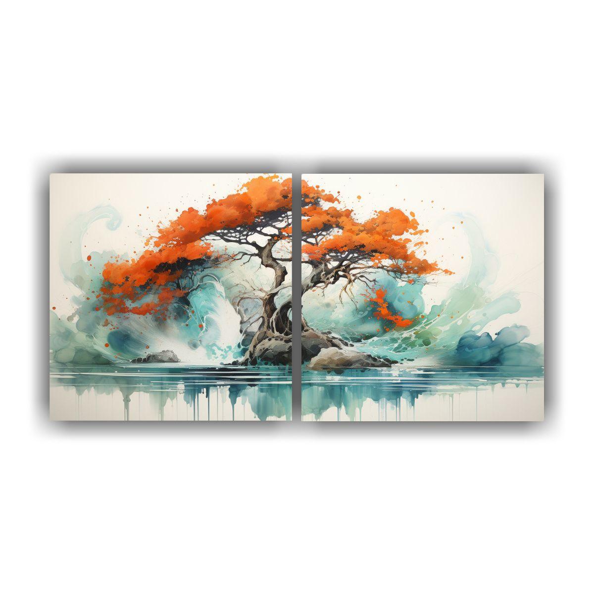 Pintura Abstracta De Árbol De Ciprés En Colores 100x50 Cm-0