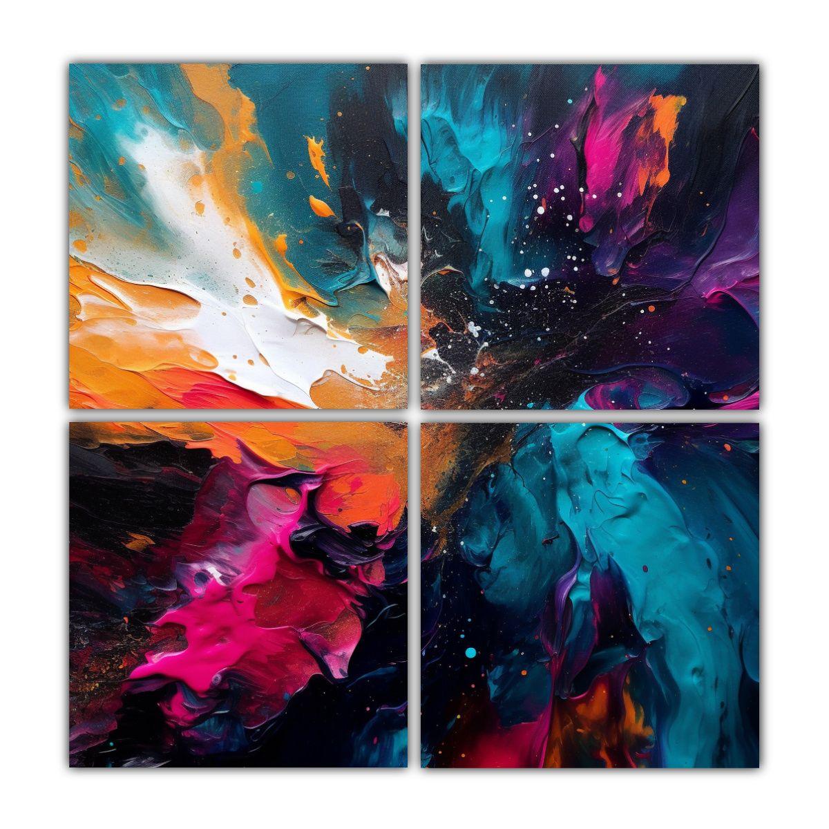 Cuadros Abstractos Creativos En Tonos Oscuros Y 120x120 Cm-0