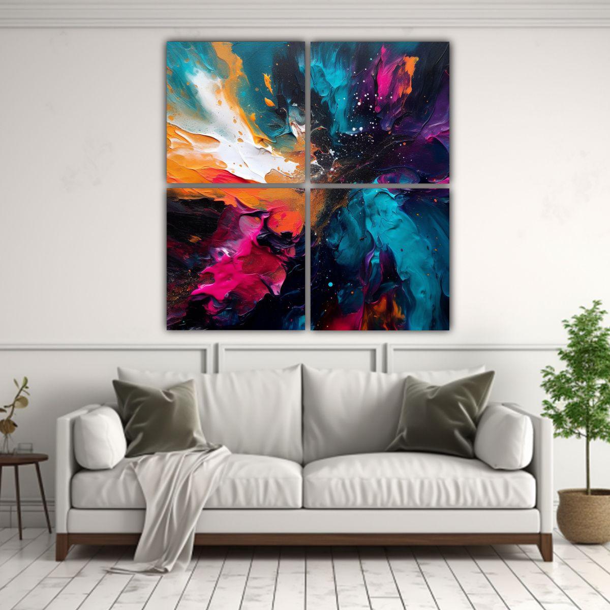 Cuadros Abstractos Creativos En Tonos Oscuros Y 120x120 Cm-2