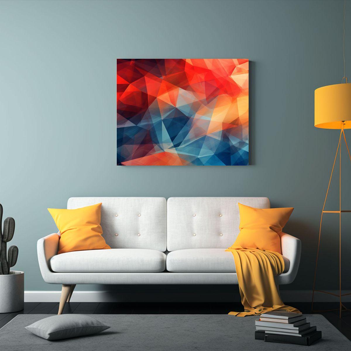 Cuadro Tela Calidos Abstracto Geométrico Con Simetría 40x30cm-2
