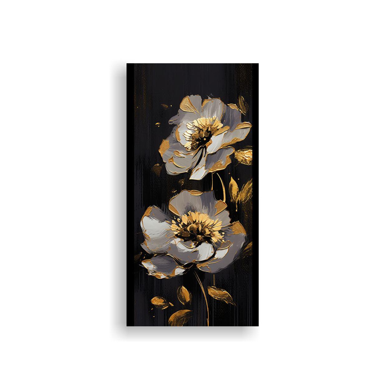 Pintura Decorativa En Lienzo Con Flores A Color 20x40cm-0