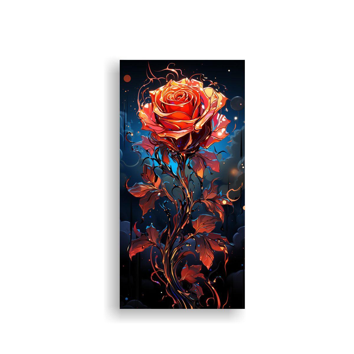 Pintura Abstracta Digital De Una Rosa Que Irradia 20x40cm-0