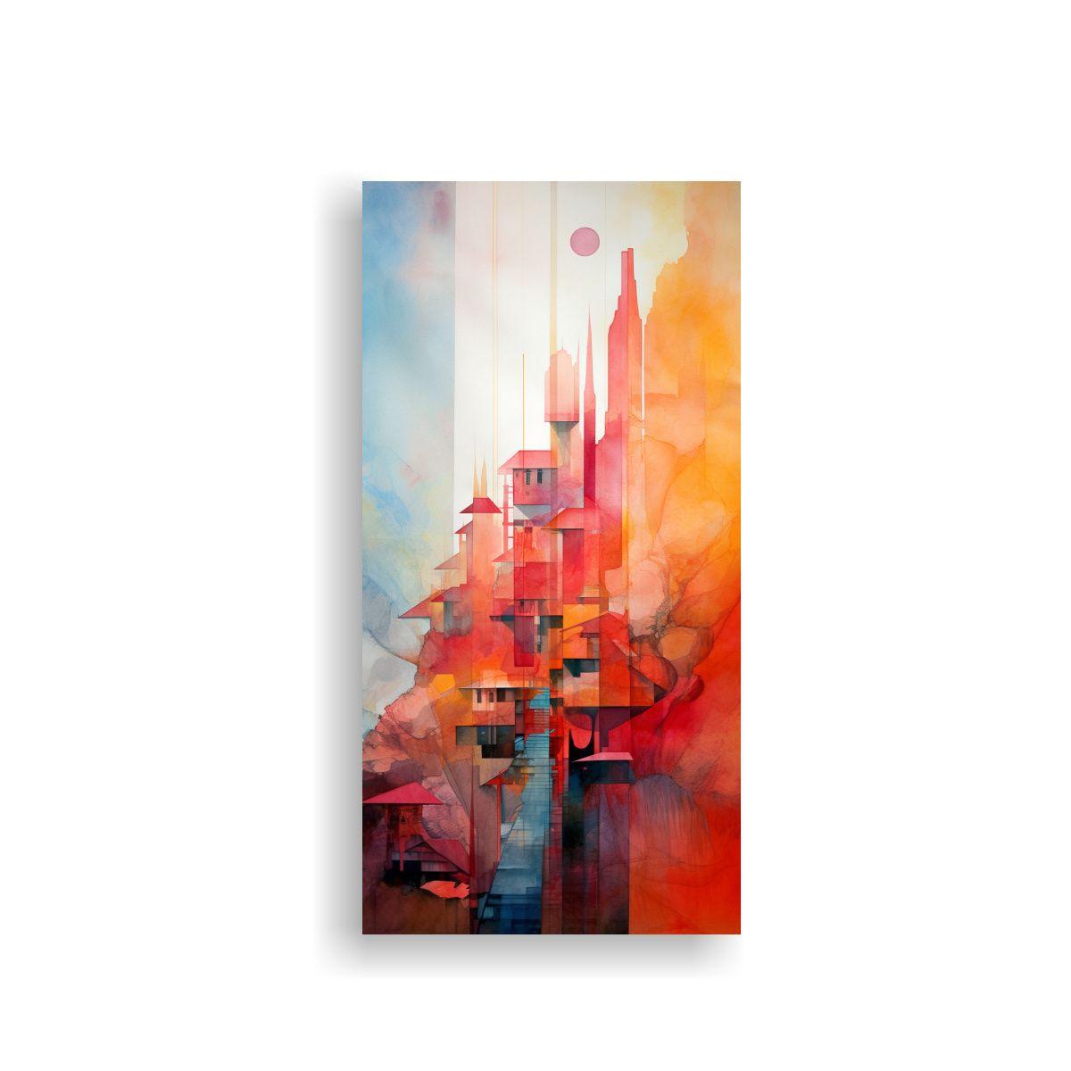 Paisaje Abstracto Acuarela En Bastidor: Armonía 60x120cm-0