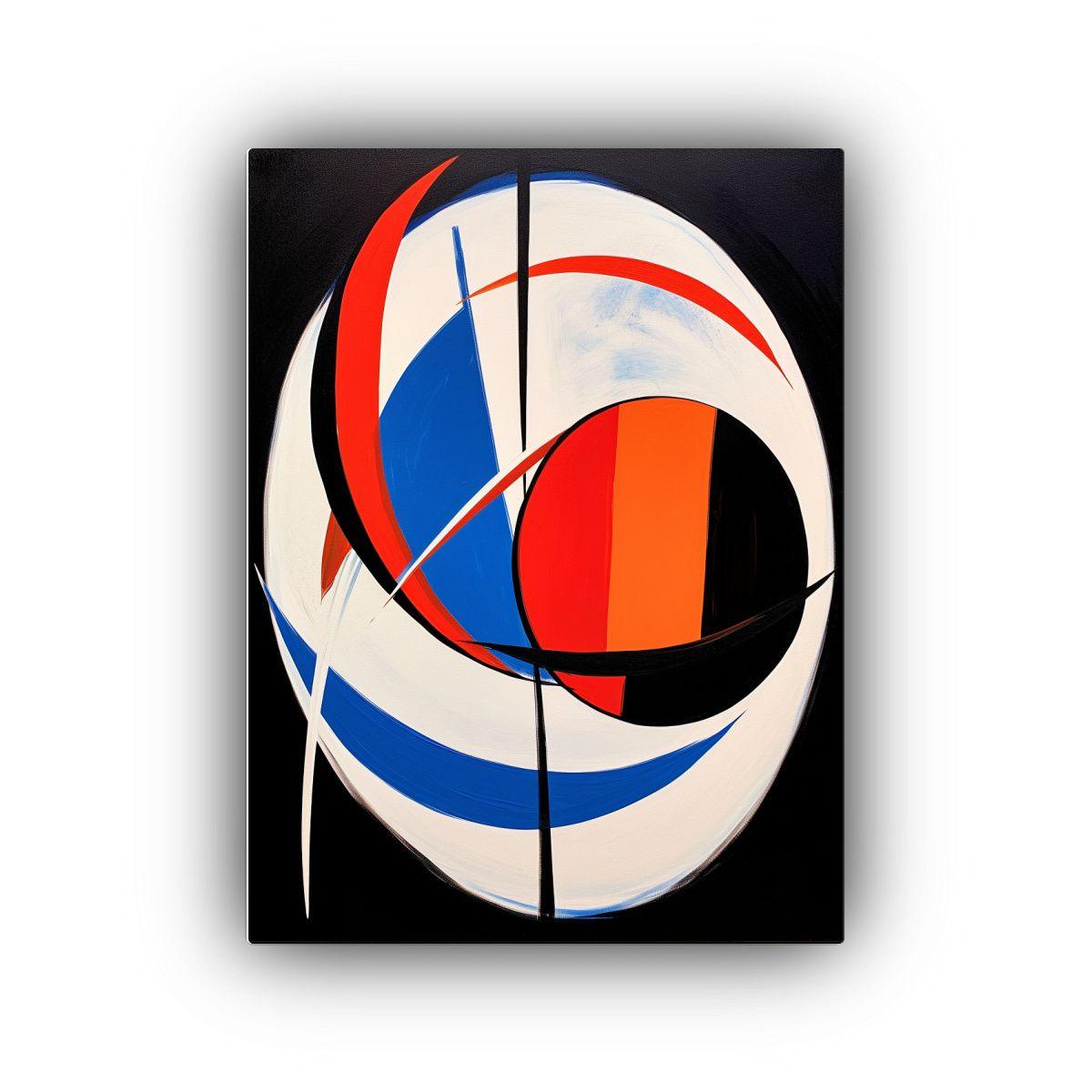 Pintura Abstracta Redonda Y En Forma De Estrella Con Líneas 50x75cm-0