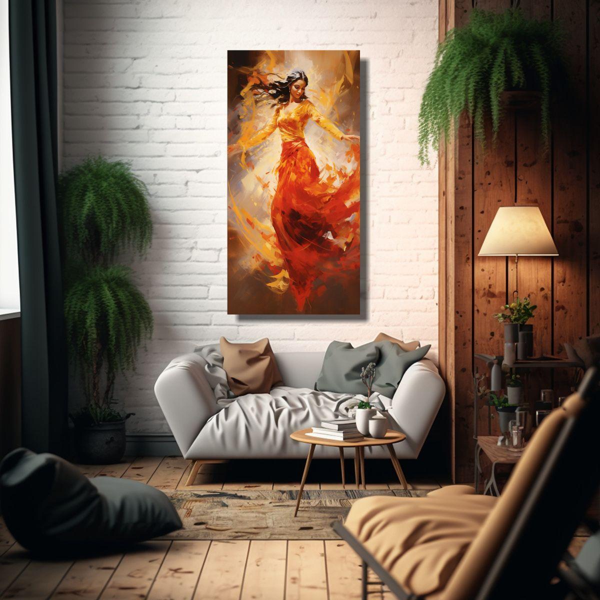 Pintura Decorativa De Tela En Bastidor Vanguardia 70x140cm-2