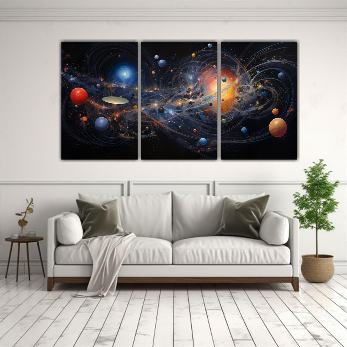 Pintura Decorativa De Tonos Cósmicos Del Sistema 150x75 Cm-2