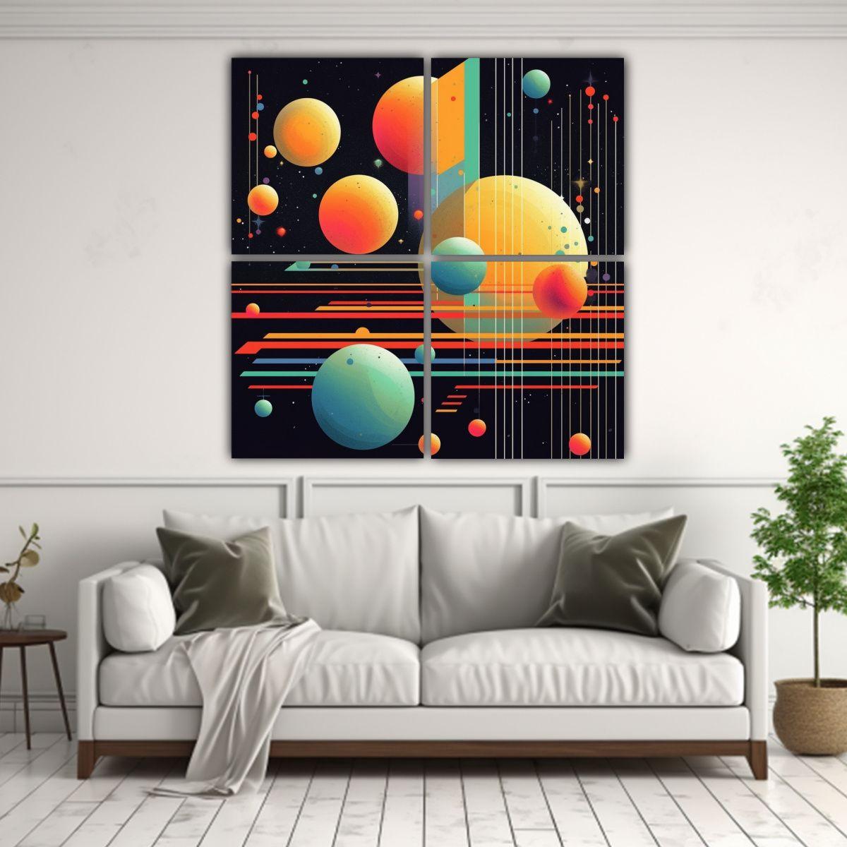 Cuatro Artes Moderno Arte Gráfico Espacial 180x180 Cm-2