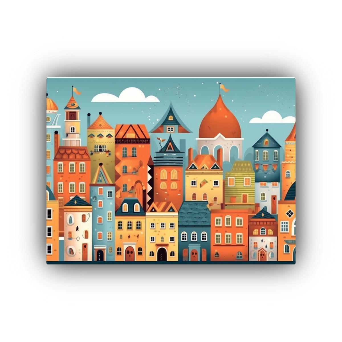 Fondo De Edificios Coloridos Lindo Y Caprichoso En Canva Par 30x20cm-0