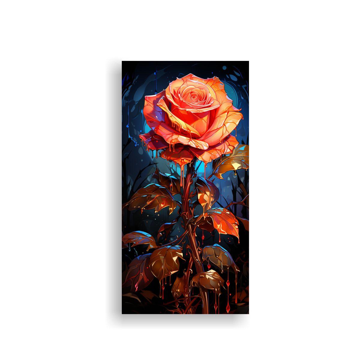 Arte De Pared Calidos Dibujo De Rosa Con Gotas 60x120cm-0