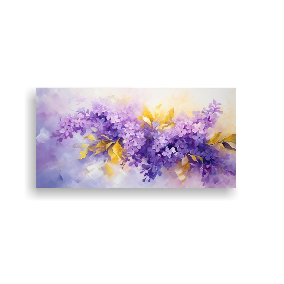 Pintura Abstracta Tema Simetría A Flores Lila 120x60 Cm-0