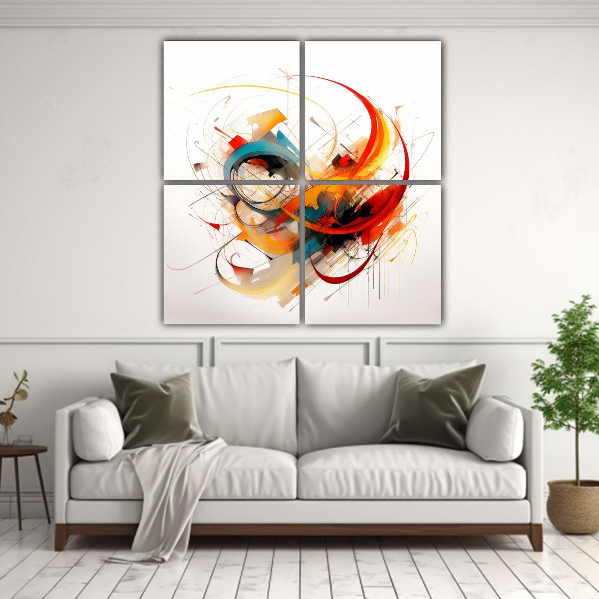 Cuatro Cuadros Movimiento Impacto Visual Moderno 60x60 Cm-2