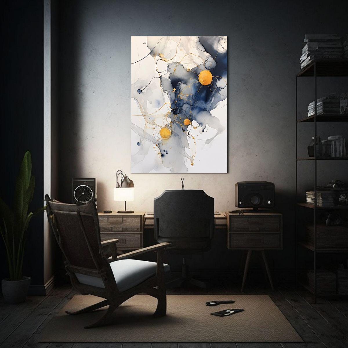 Pintura Abstracta De Naturaleza Viva En Acuarela Blanca 60x90cm-2
