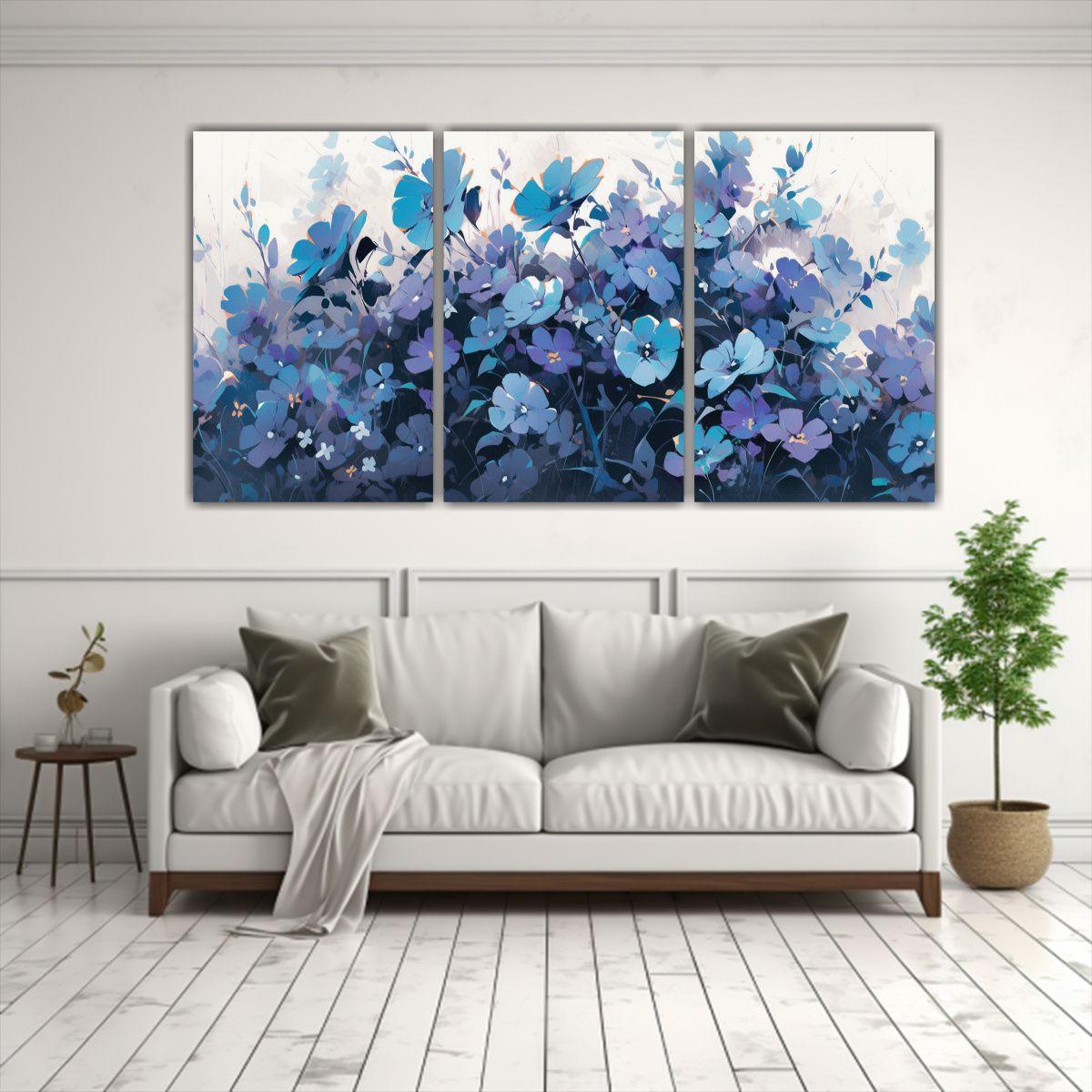 Cuadros Decorativos Morado Y Turquesa Con Flores 180x90 Cm-2