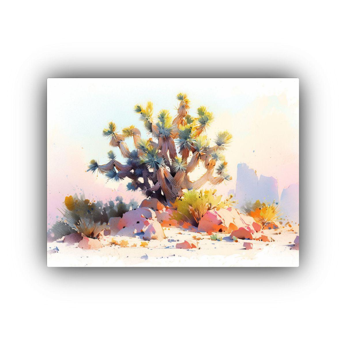 Pintura Abstracta Agua Colores Vibrantes Joshua Tree: Cuadro 30x20cm-0