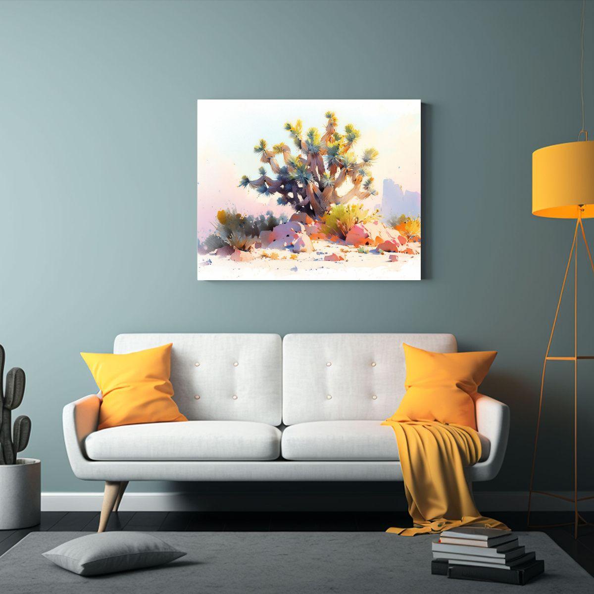 Pintura Abstracta Agua Colores Vibrantes Joshua Tree: Cuadro 30x20cm-2