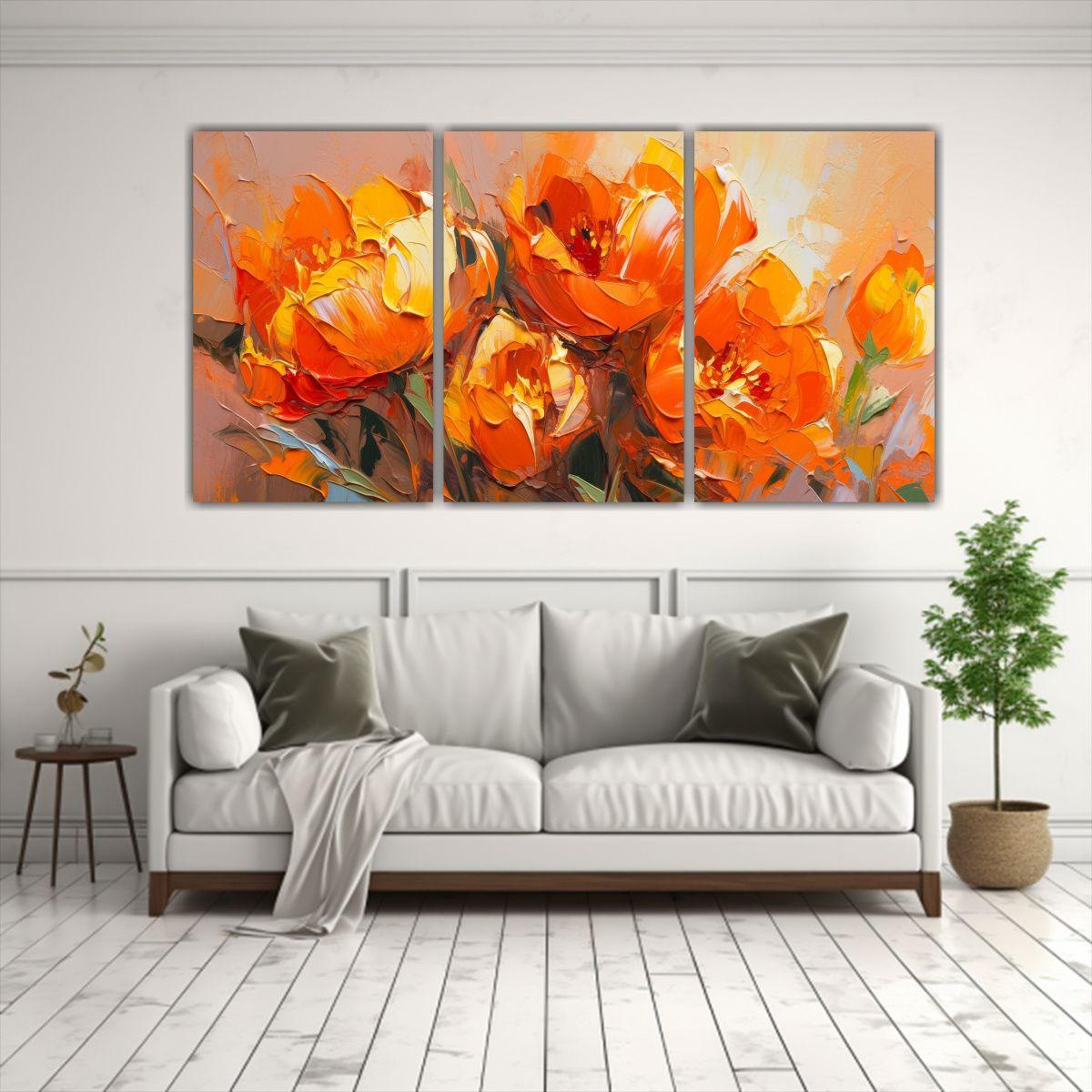 Lienzos Estilo Galería, Espacio En Tonos Naranja 60x30 Cm-2