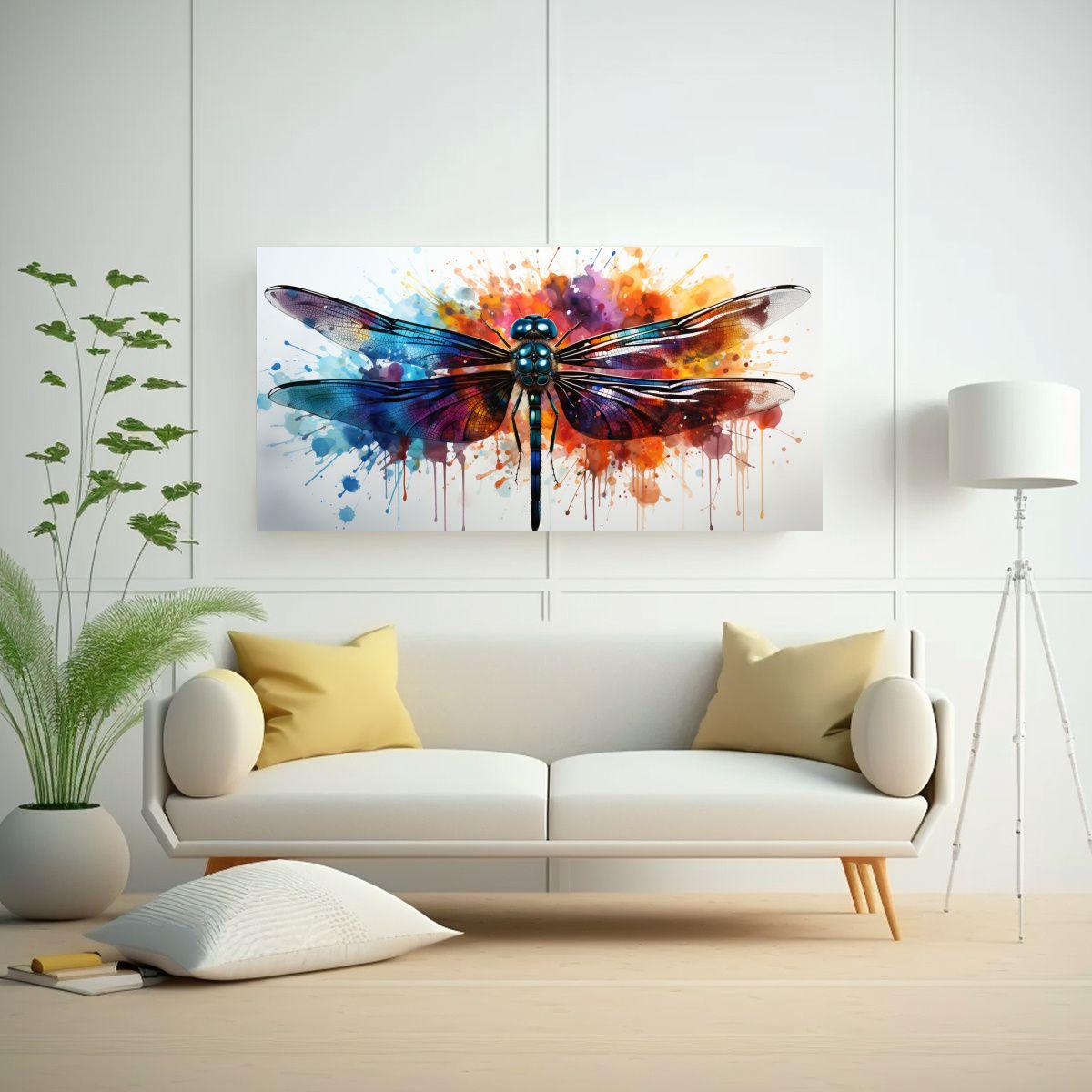 Pintura Decorativa De Una Libélula En Colores 160x80cm-2