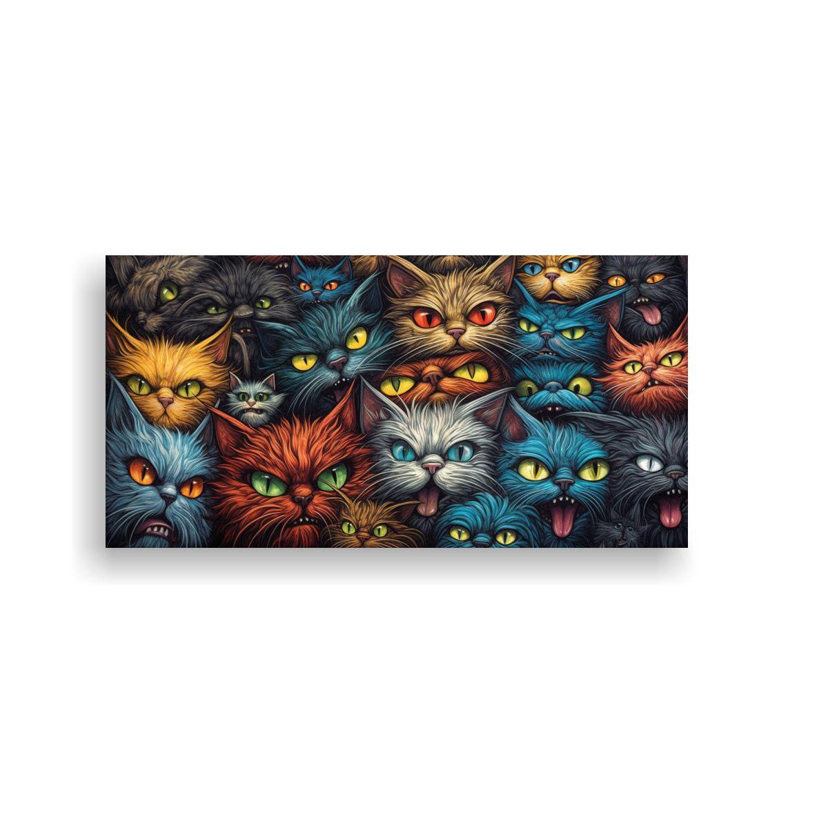 Pintura Al Estilo óleo De Gatos Con Ojos 140x70cm-0