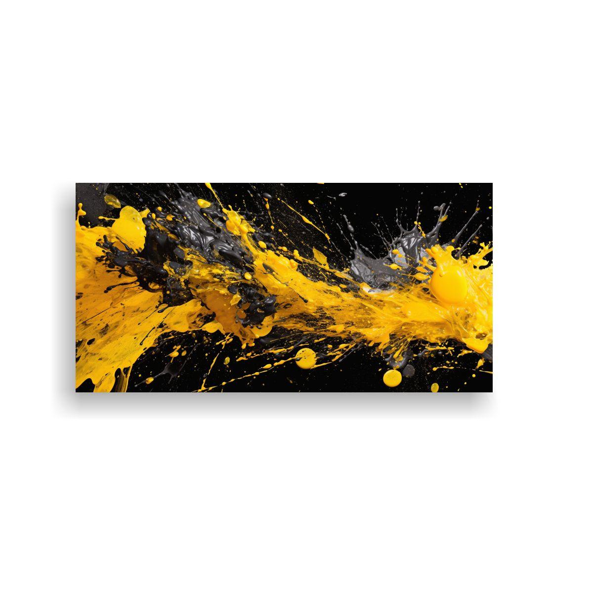 Pintura Abstracta Amarilla Sobre Fondo Negro: 60x30cm-0