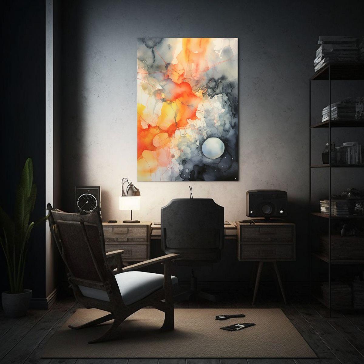 Pintura Abstracta Elegante De Agua En Líneas 30x40cm-2