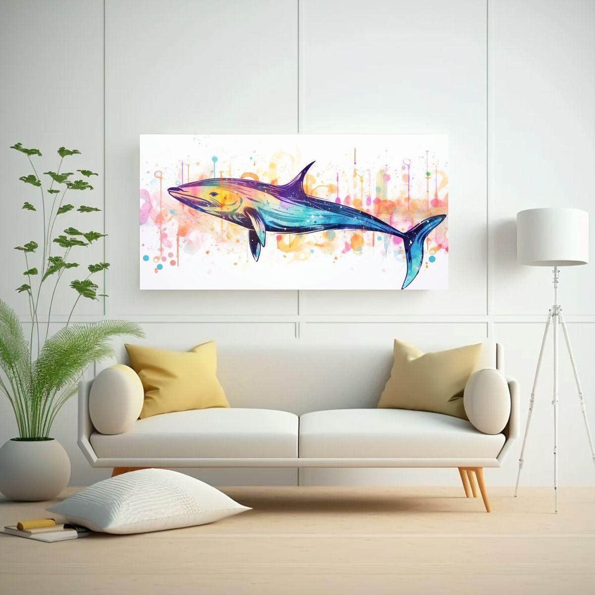 Cuadro De Expresión: Narval En Tonos Lechosos 100x50cm-2