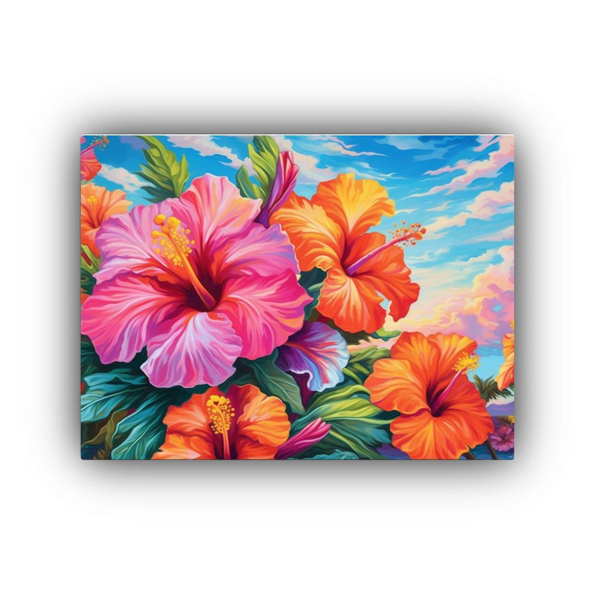 Lienzo Estilo Galería Innovador Flores Hibisco 65x50cm-0