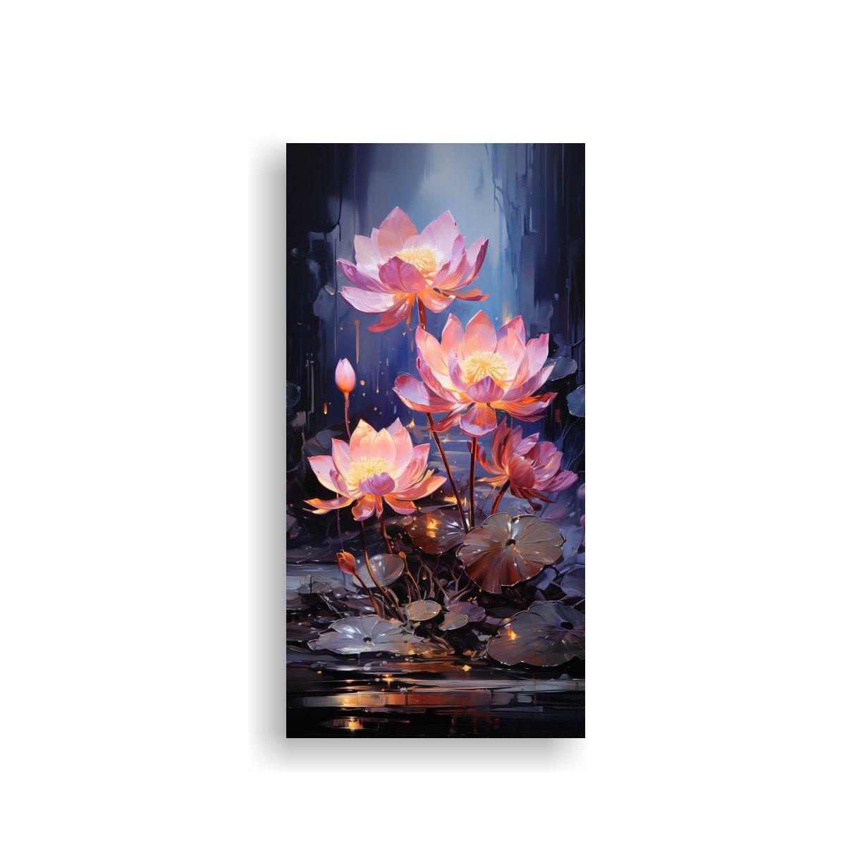 Cuadro Vanguardia Artesanal De Loto Negro 20x40cm-0