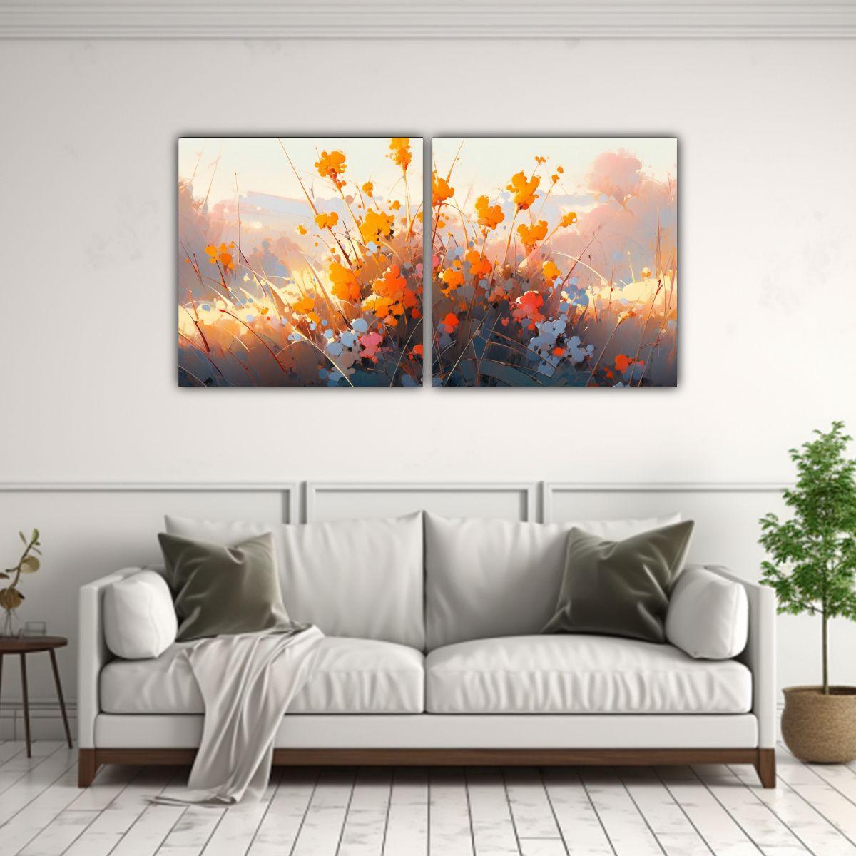 Pintura Floral En Lienzo Relieve Intenso Amarillo 80x40 Cm-2