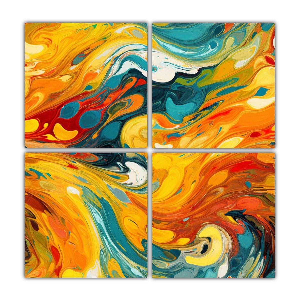 Cuadro Vintage Abstracto Alegría: Fuerza, Luz Y 120x120 Cm-0