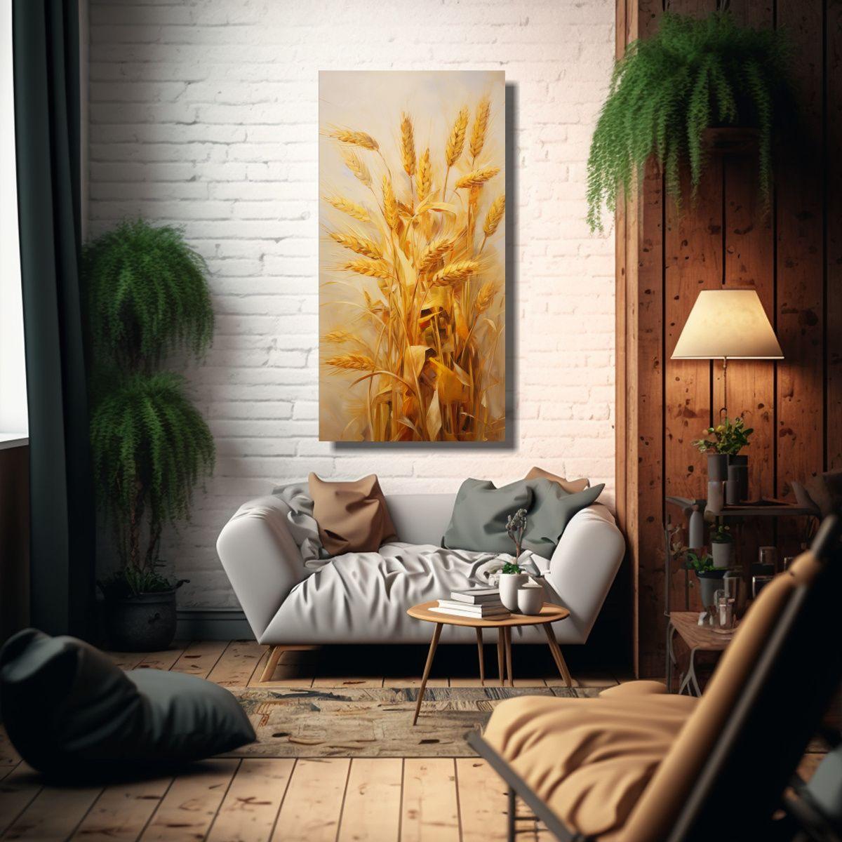 Pintura Abstracta De Granos De Trigo En Estilo 60x120 Cm-2